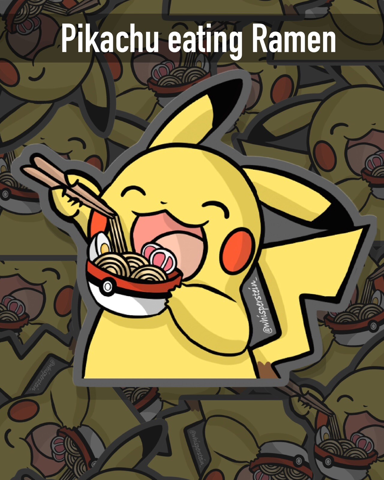 Pikachu Eating Ramen Sticker