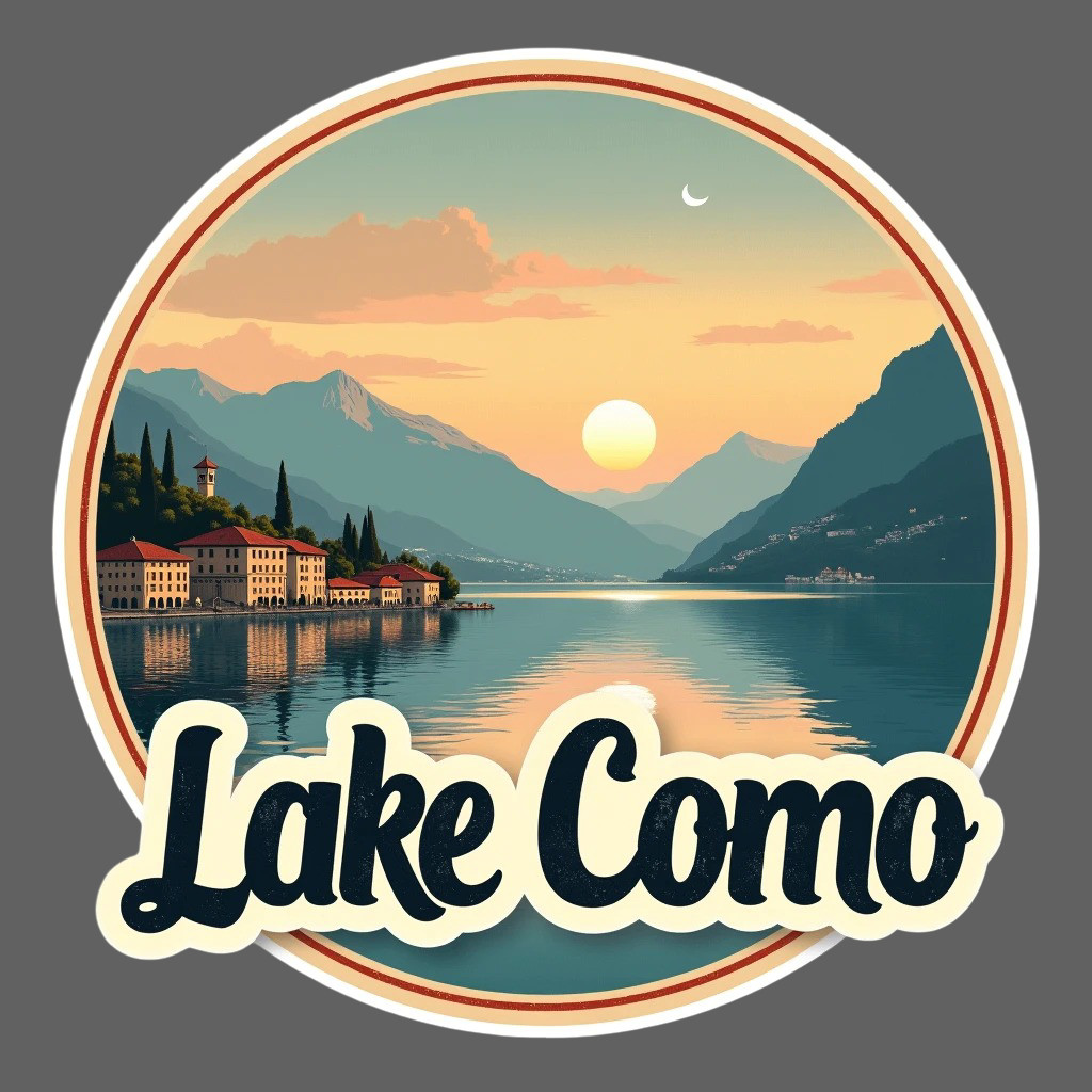 Lake Como Italy Sunset Sticker Vinyl Decal Travel Scenic Landscape Art