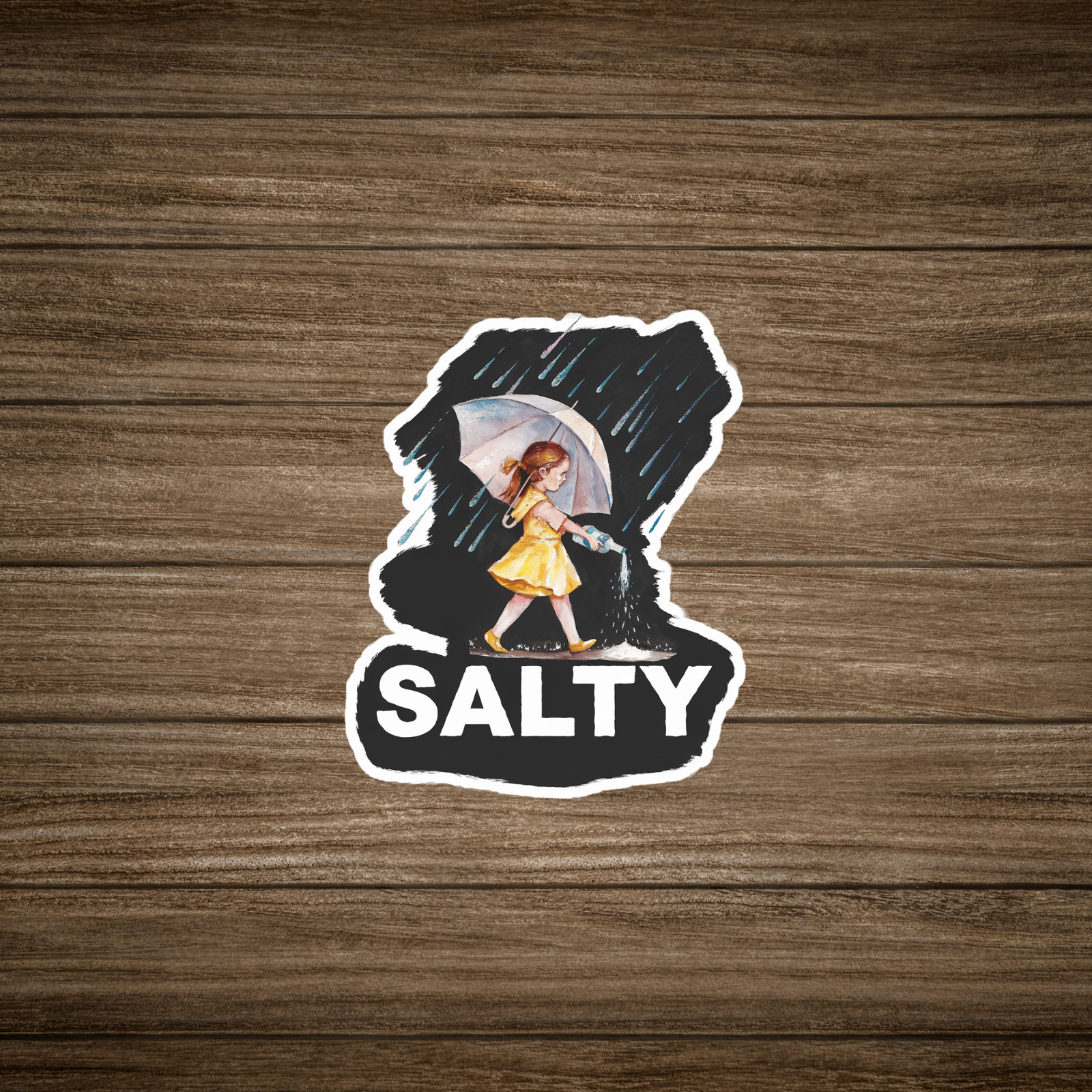 Salty Attitude Girl with Umbrella Motivational Sticker Decal #1132