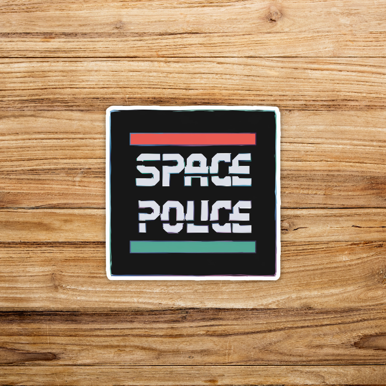 Retro Space Police Sticker – Bold Graphic Design for Sci-Fi Enthusiasts #1345
