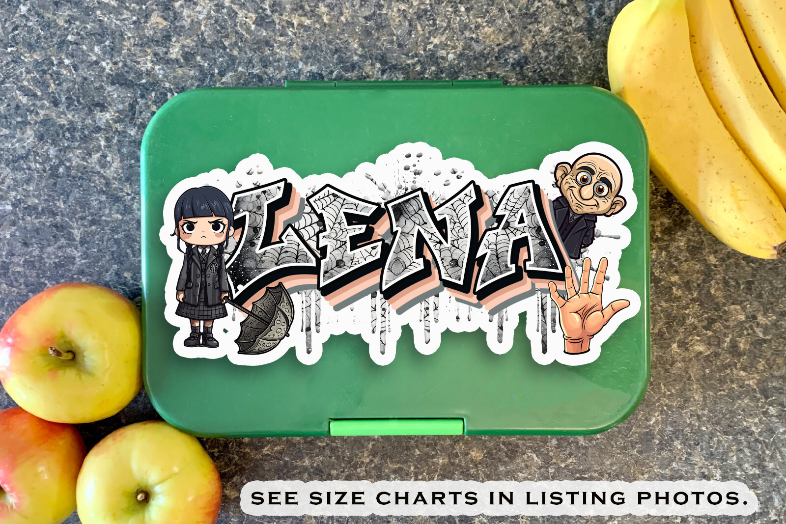 Custom Vinyl Name Sticker Graffiti Style Inspired by Spooky Family Halloween