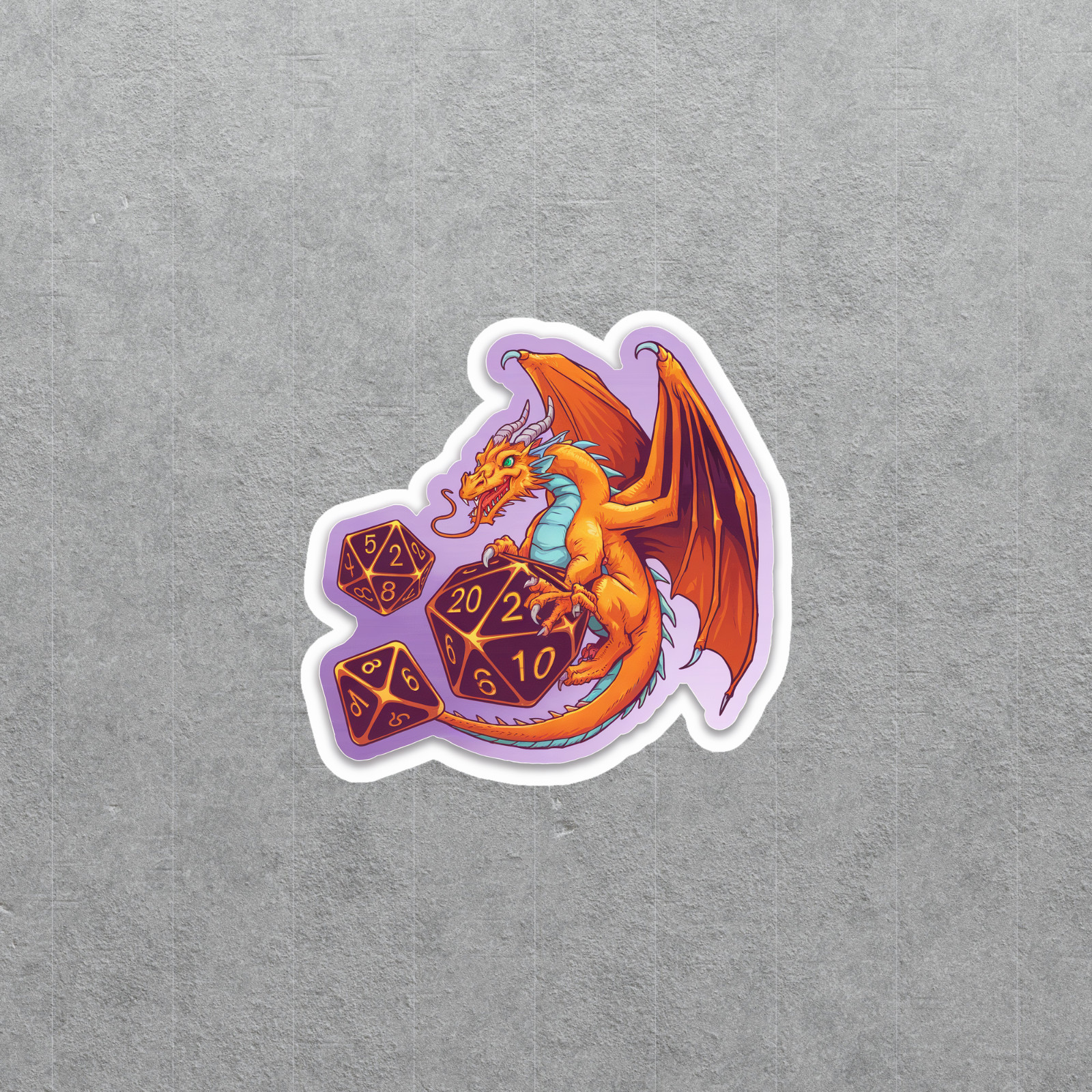 Vibrant Red Dragon D20 Dice Sticker for Tabletop RPG Gamers #5893