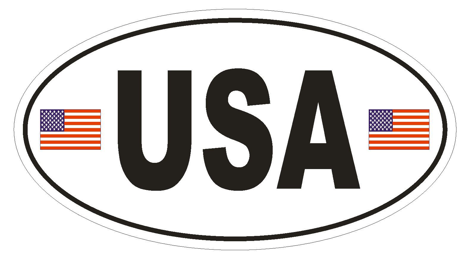 USA Oval Bumper Sticker or Helmet Sticker D807 Euro Oval With Flags