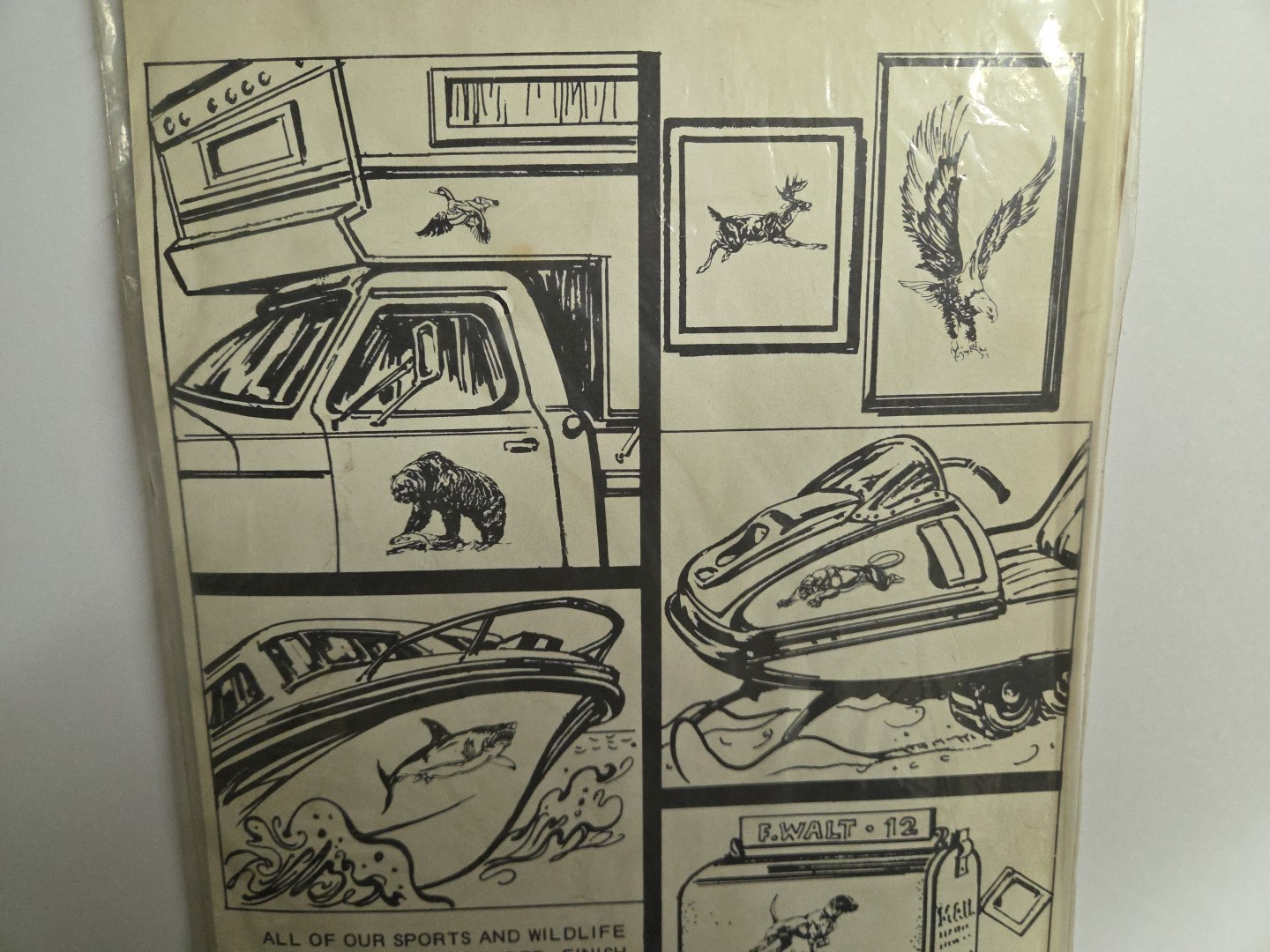 Vintage 1970's NOS Hand Painted Sports And Wildlife Decals W-18 PORPOISE 10×17