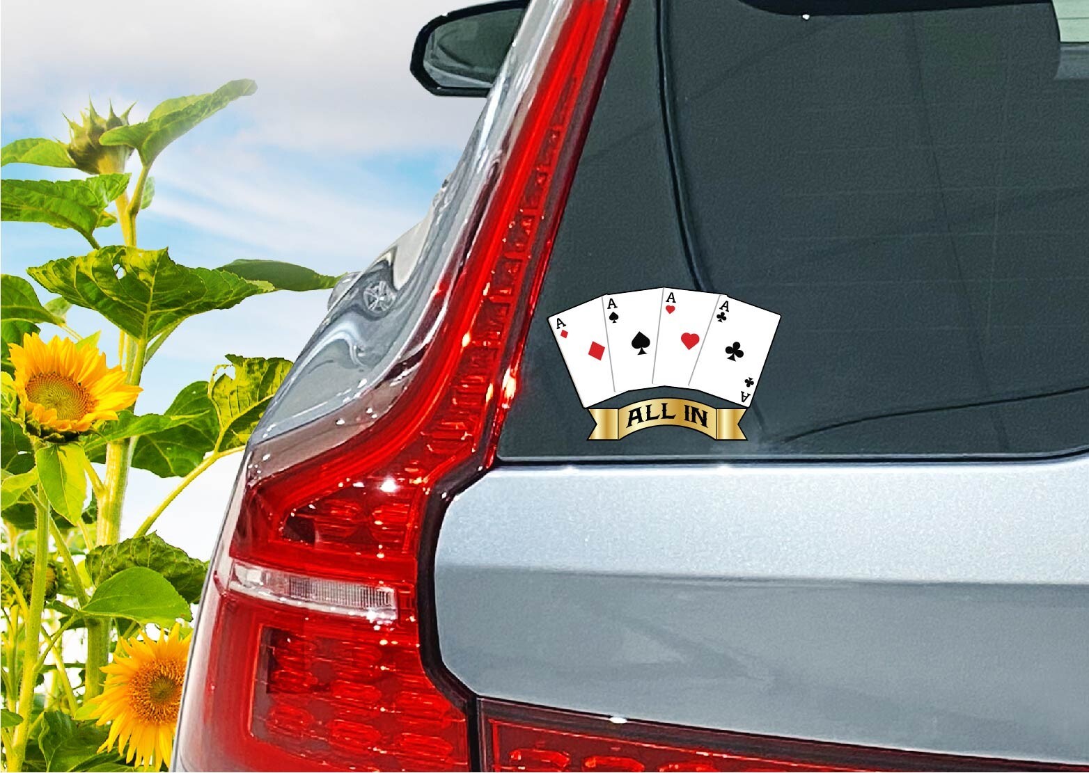 Playing Cards All In Decal Sticker Printed Gambling Bet Poker Casino Aces Winner