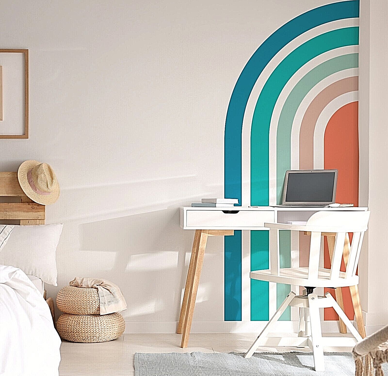 Colorful Elongated Half Rainbow Wall Decals, Stickers, Wall Art Decoration 527