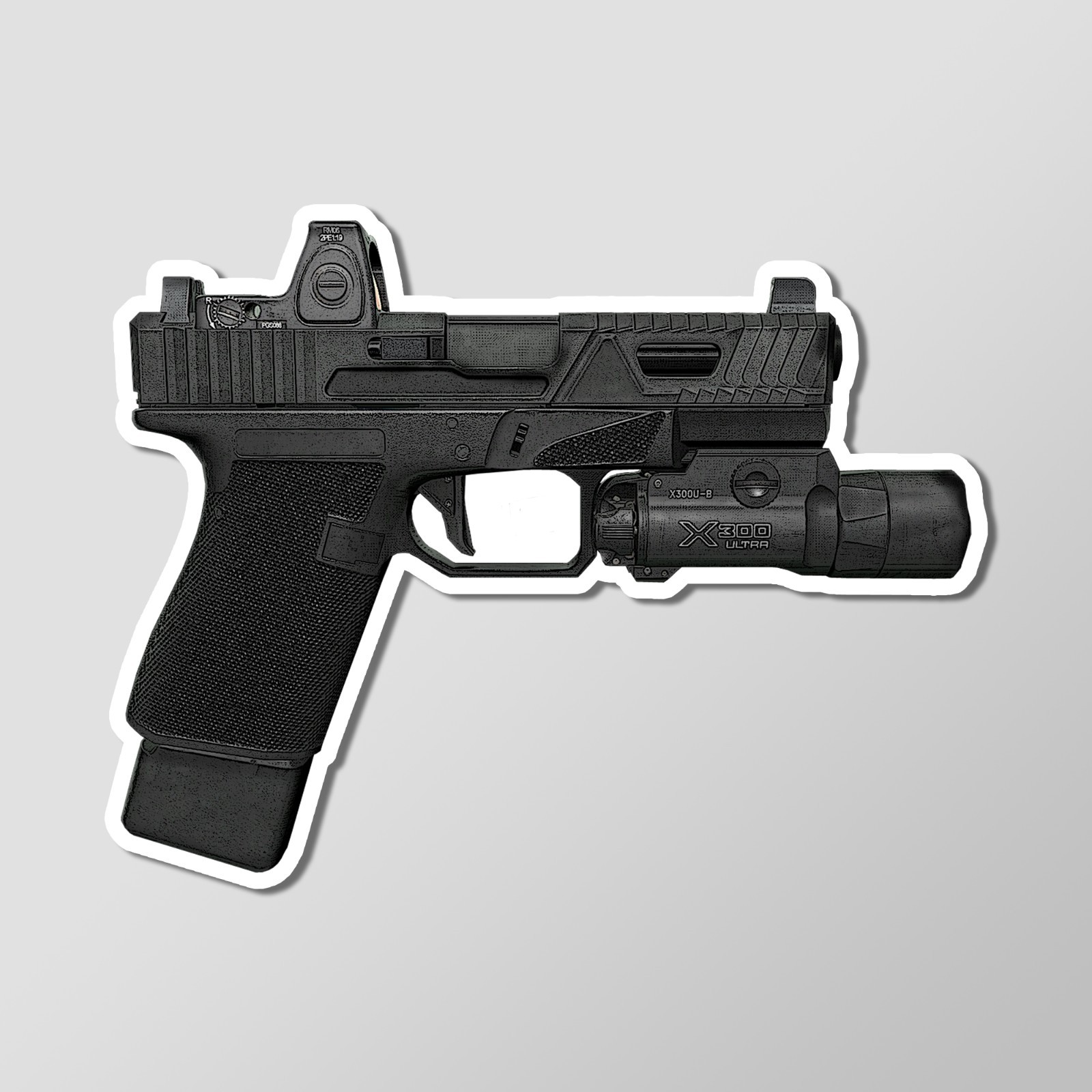 G19 Full Custom Pistol Gun Art – Laptop Sticker Vinyl 4" Length