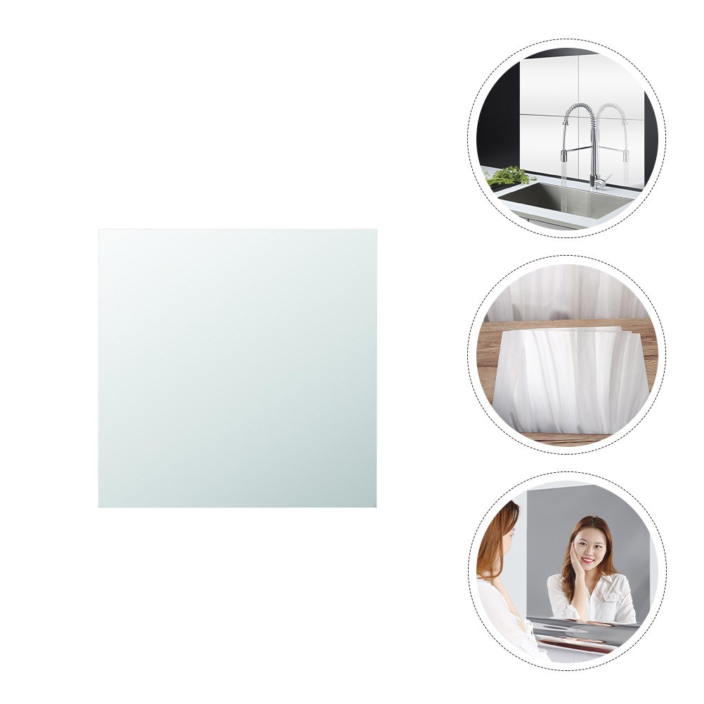 6Pcs Reusable Decorative Mirror Decals Silver for Kitchen Bedroom Wall Decor