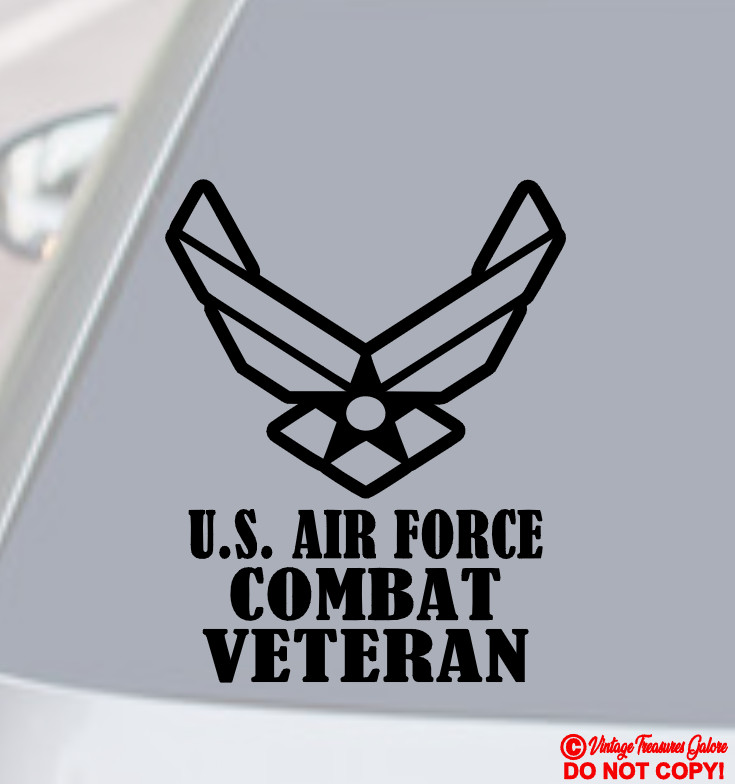 U.S. AIR FORCE COMBAT VETERAN Vinyl Decal Sticker Car Window Retired Military