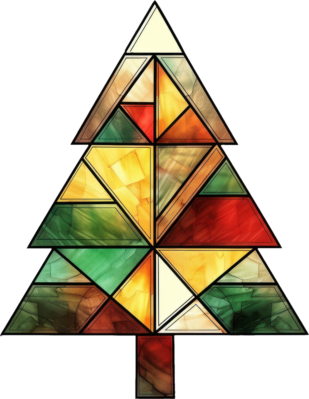 Christmas Tree Stained Glass Wall Decal Sticker 18X18cm Large