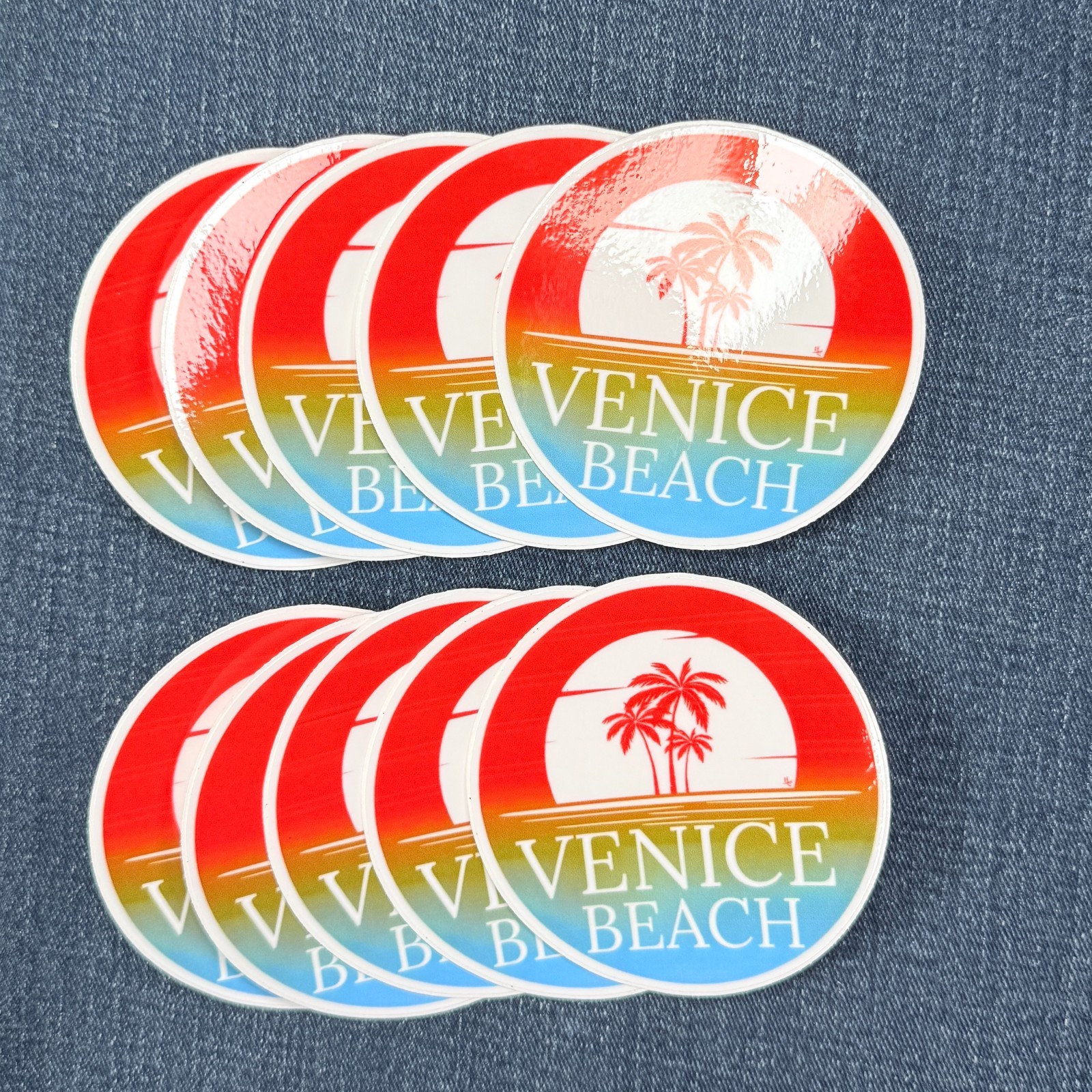 10-Pack Venice Beach Sticker Vinyl Decal Palm Trees Sunset California CA USA 3"