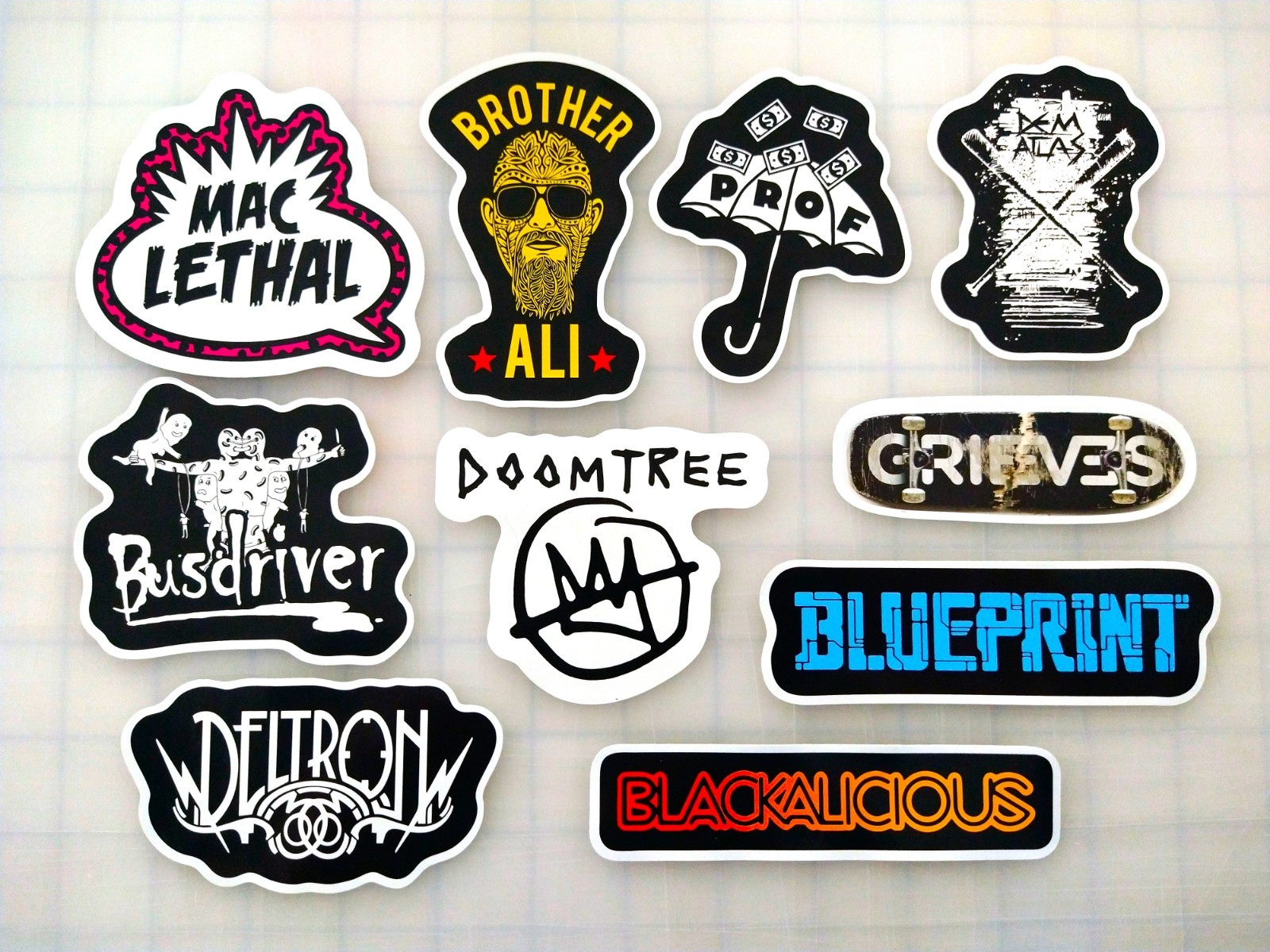 Underground Hip-Hop Sticker Lot (10 Pack) SET 4 brother ali prof grieves deltron