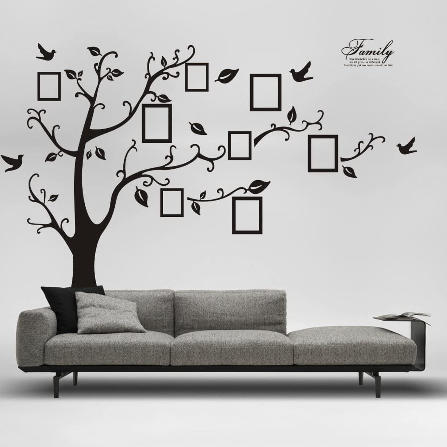zhiyu&art decor Large Family Tree Wall Decal, DIY Black Photo Frame Tree Wall…
