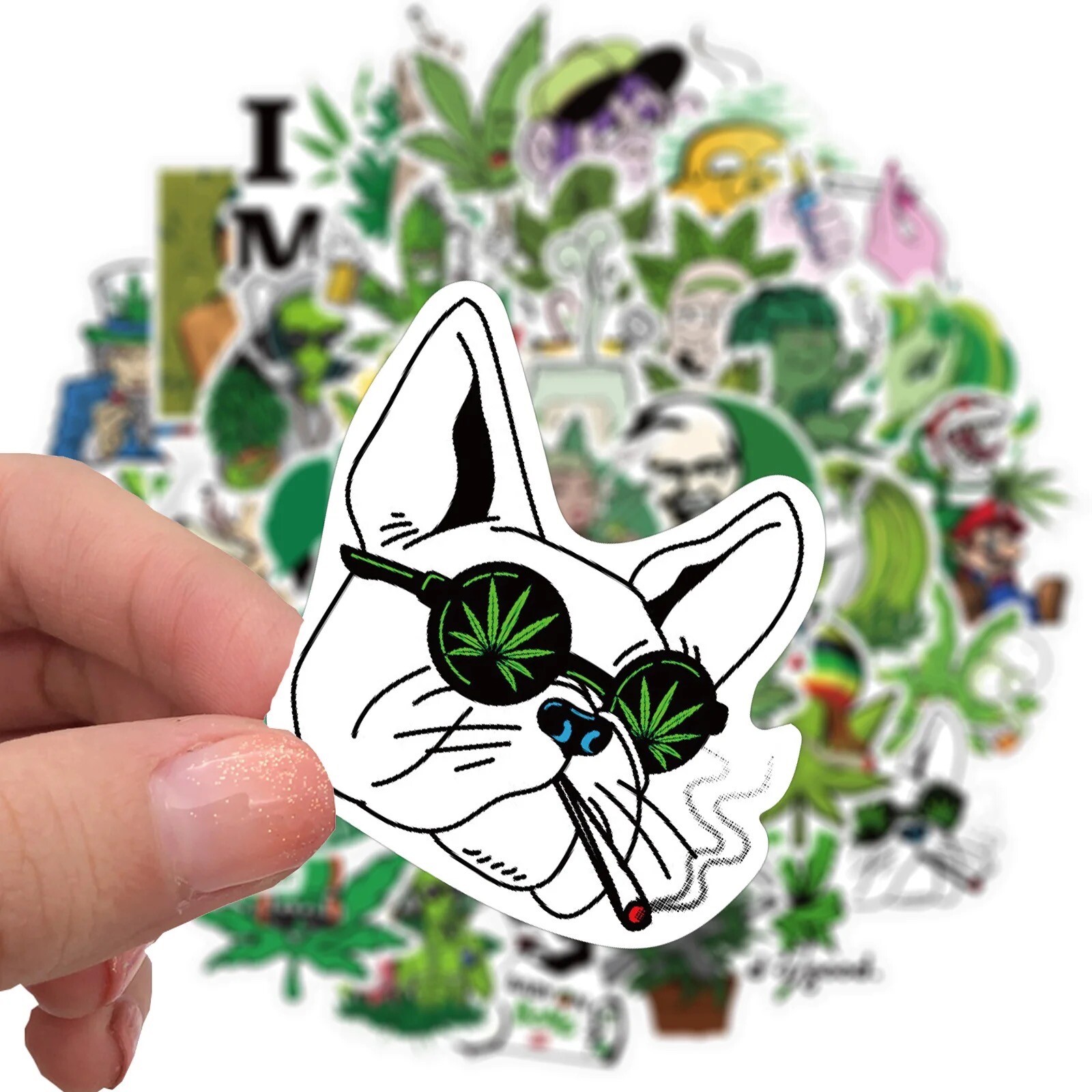 50 PCS 420 Weed Sticker Set [A] Marijuana Yeti Laptop Decals Car Free Shipping