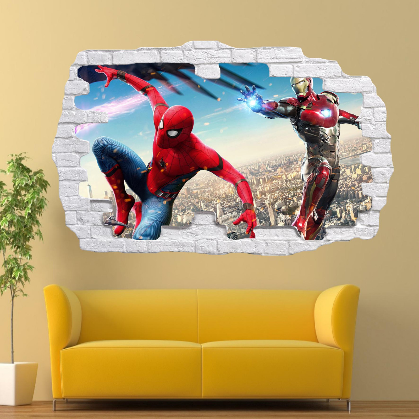 Heroes Ironman Spiderman Wall Sticker 3d Art Poster Mural Decal Kids Bedroom ST7