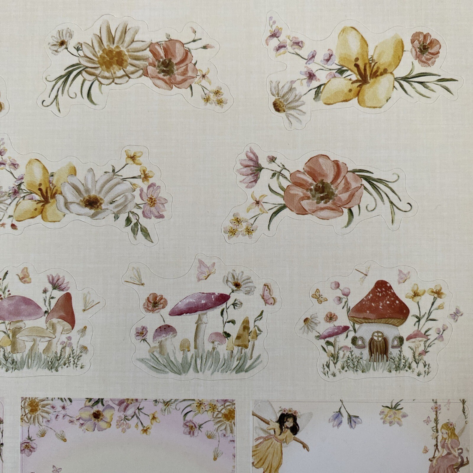 Garden Fairies Flowers Butterfly Spring Fairy House Mushrooms Beautiful Stickers