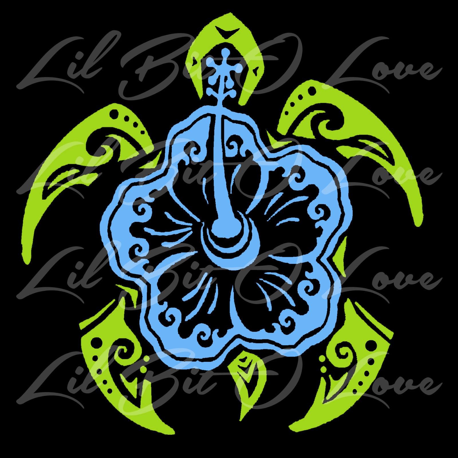 Tribal Hibiscus Sea Turtle Vinyl Decal Sticker Tortoise Beach 2 Color