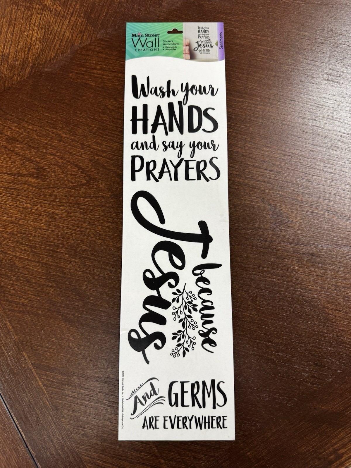 Main Street Wall Creations Black Vinyl Wall Sticker Wash Hands Say Prayers Jesus