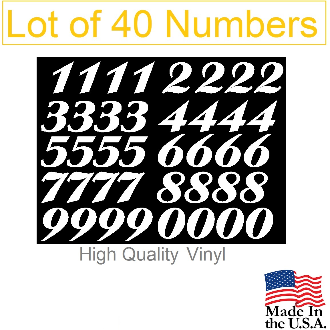 Lot of 40 White or Black Vinyl Mailbox, Tool Box,Locker Numbers Decal [Ariston]
