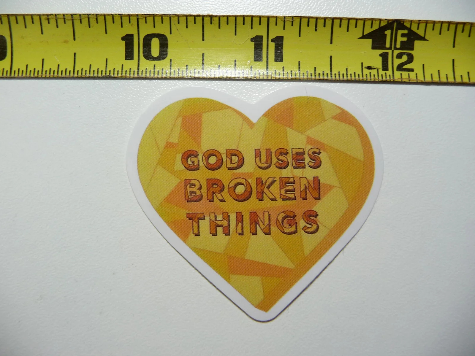 GOD USES BROKEN THINGS HEART SMALL STICKER DECAL CHURCH CHRISTIAN FAITH BELIEF