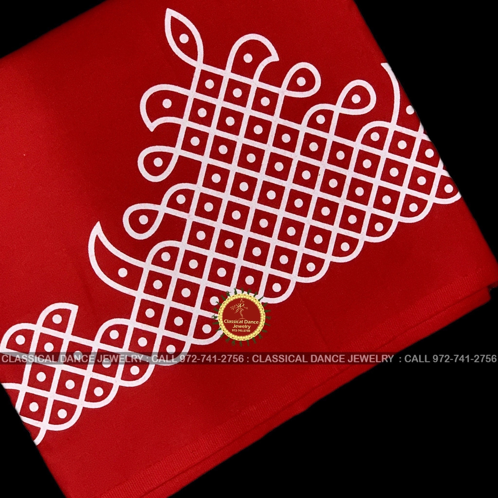 RED Muggu Rangoli Kolam Cotton Back Drop Cloth Ammavaru Weddings Puja Festivals