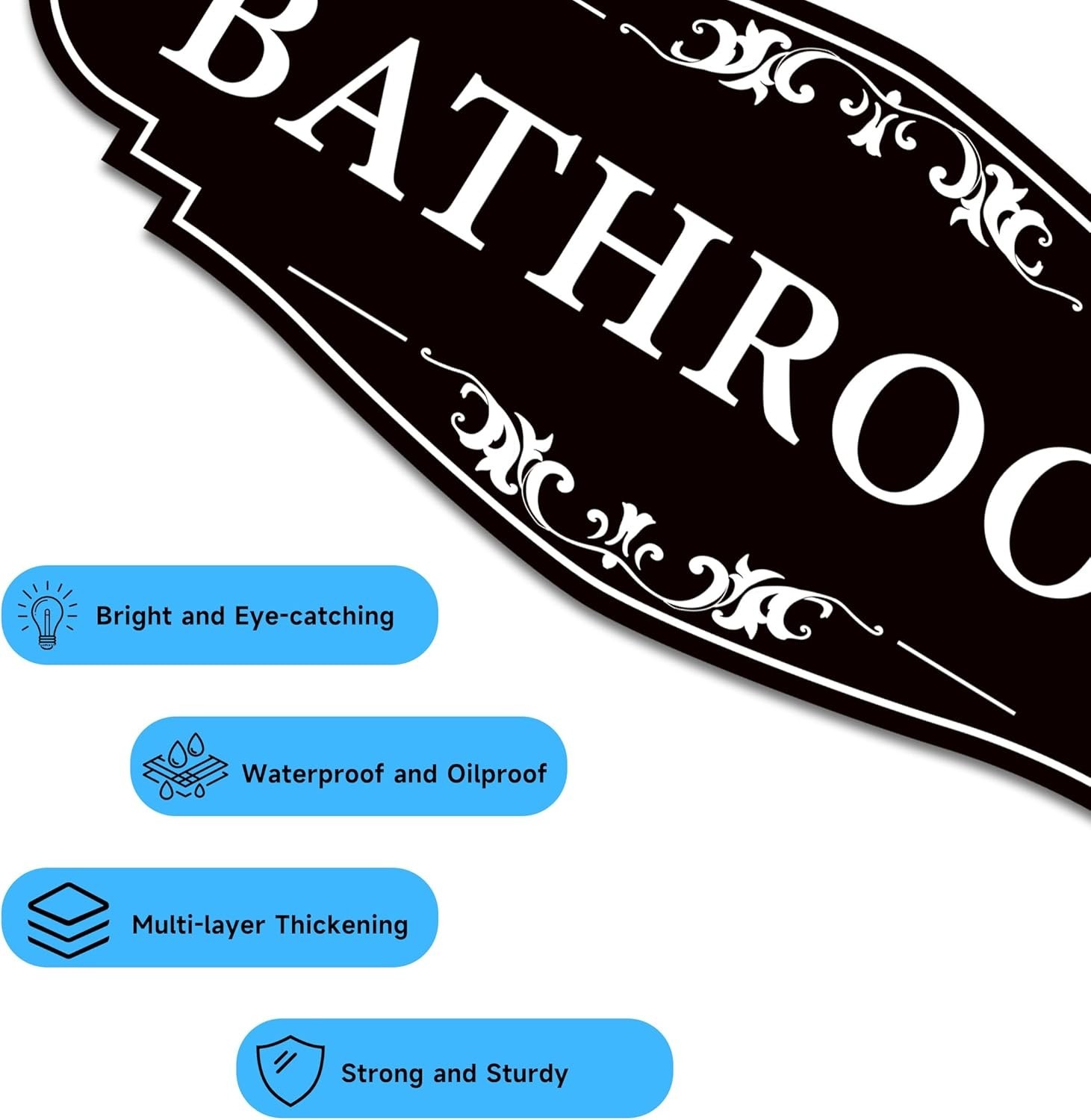 Self-Adhesive Restroom Vinyl Sign – Durable 9in Decoration for Business & Home