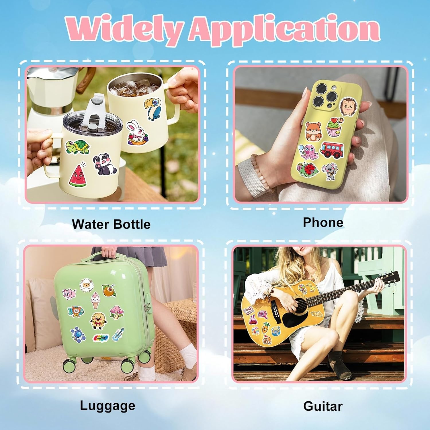 300 pcs Animal Sticker for Water Bottles, Cute Waterproof Vinyl Stickers Pack De