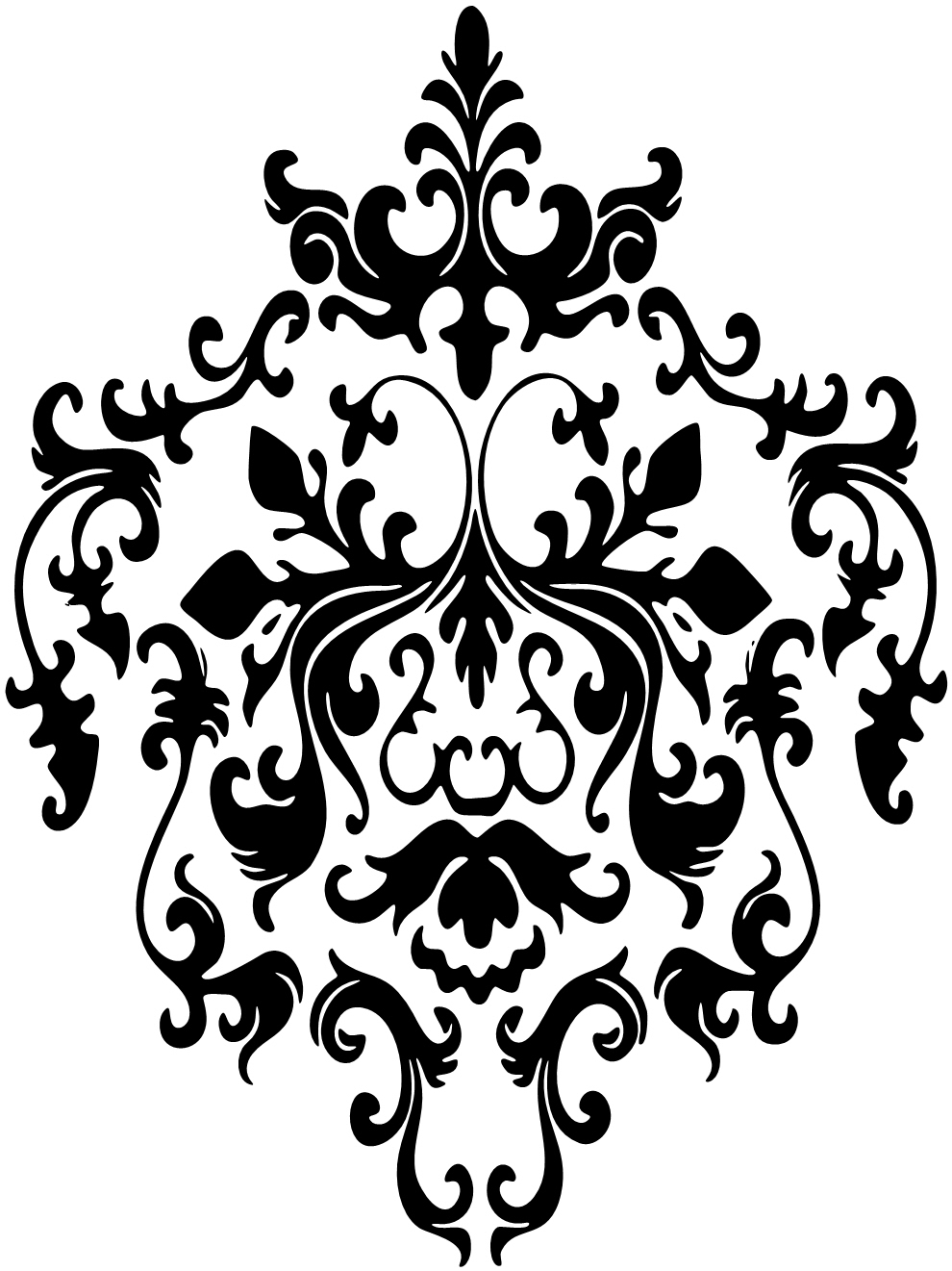 Baroque pattern decal, swirl vinyl sticker, baroque vinyl wall decal, wall art