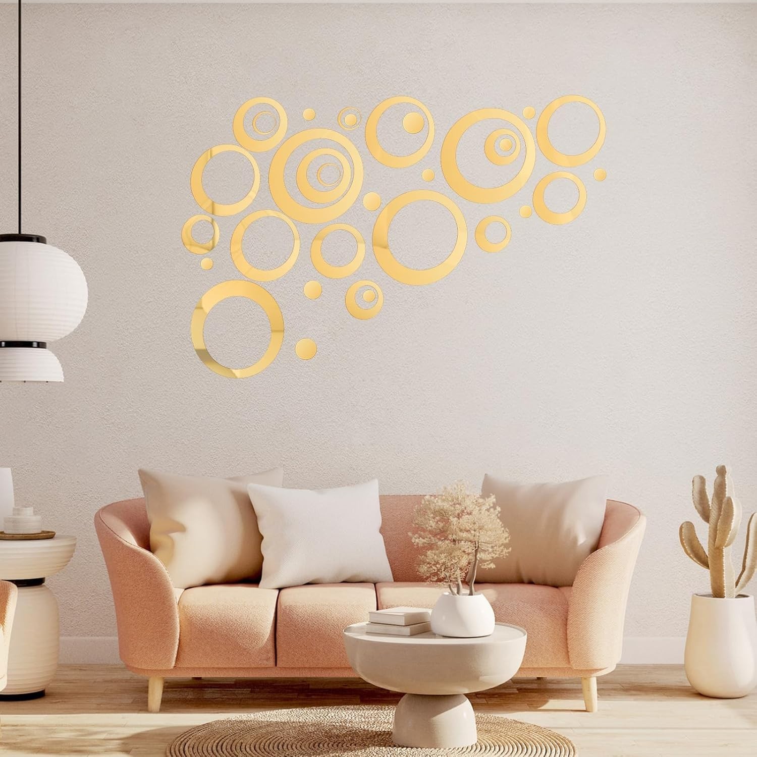 Removable Gold Mirror Wall Decals – 32 Pieces in Stunning Sizes, Modern Look