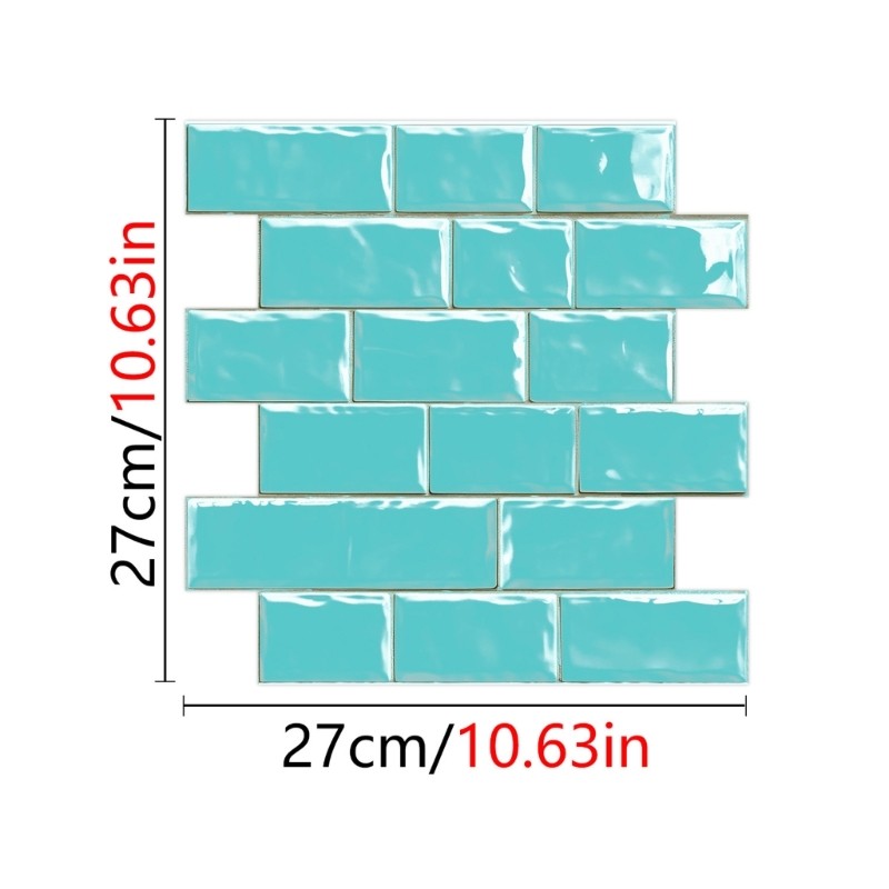 10PCS Faux Bricks Wall Sticker Auto Adhesive Waterproof Vinyls Tiles for