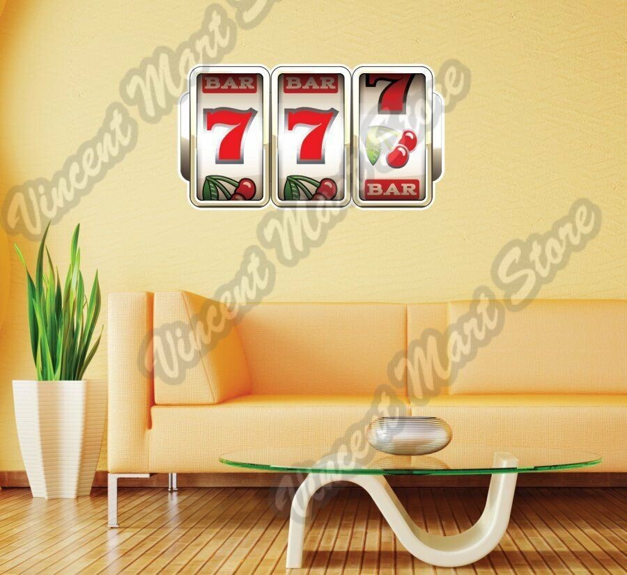 Slot Machine Casino Gambling Las Vegas Wall Sticker Room Interior Decor 25"X14"