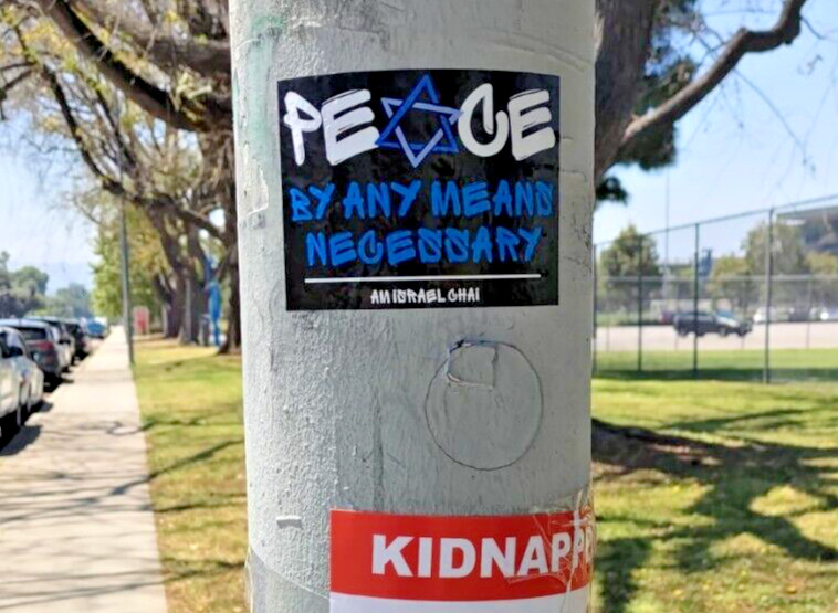 50 Pack "Peace by Any Means Necessary" Pro Israel 4"X6" Vinyl Sticker (Eggshell)