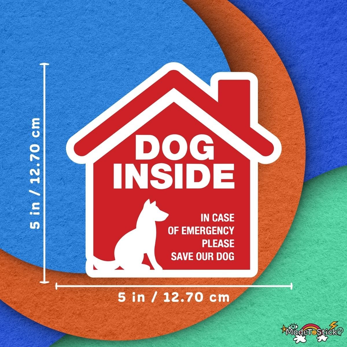 Dog Inside Emergency Rescue Sticker 4-Pack Pet Safety Decal 5"x5"