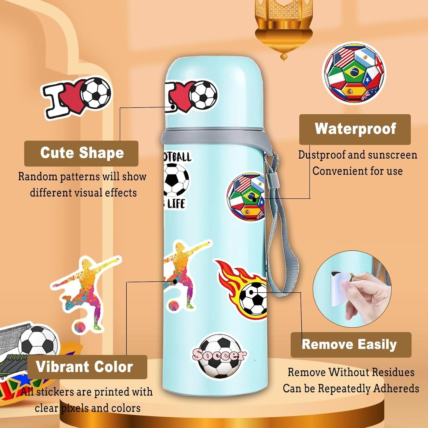 100 PCS 2026 World Cup Soccer Stickers for Boy Girls Kids Teens, Waterproof