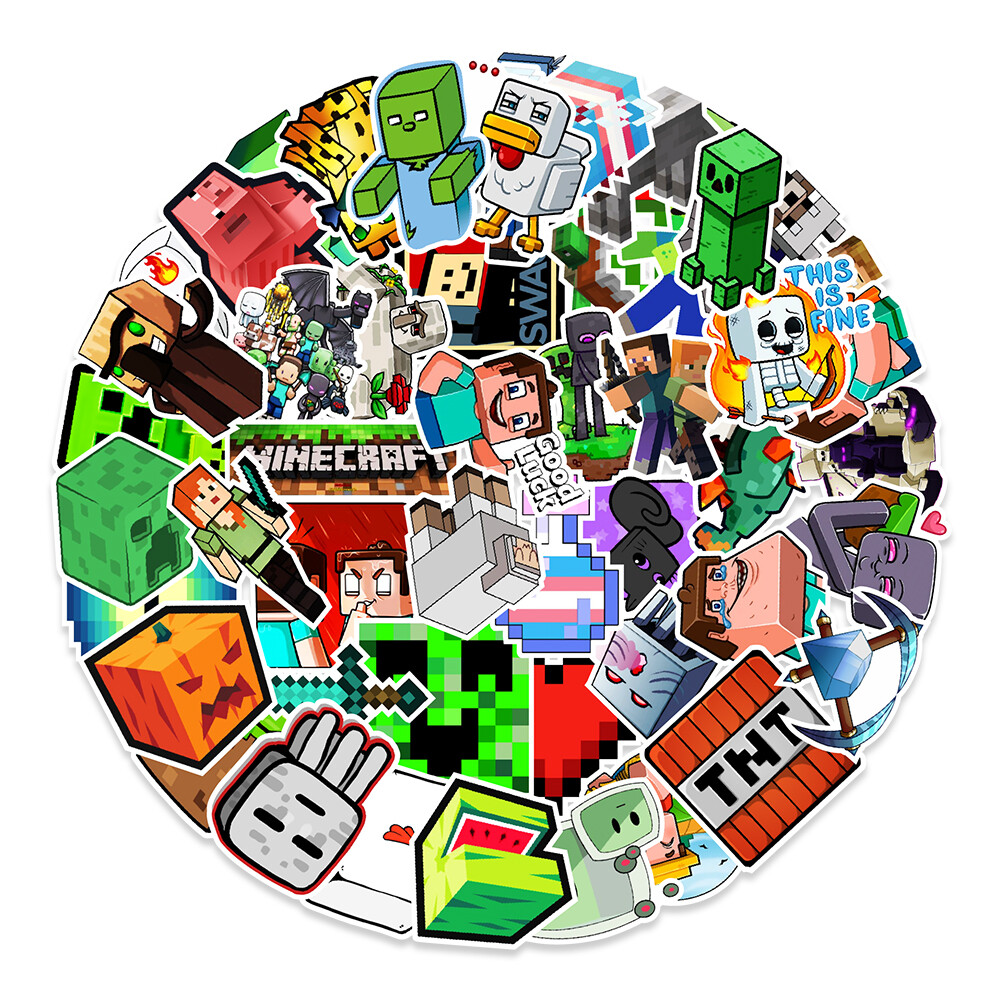 50 Pcs Stickers Minecraft Video Game Skateboard Laptop Luggage Phone Car Vinyl