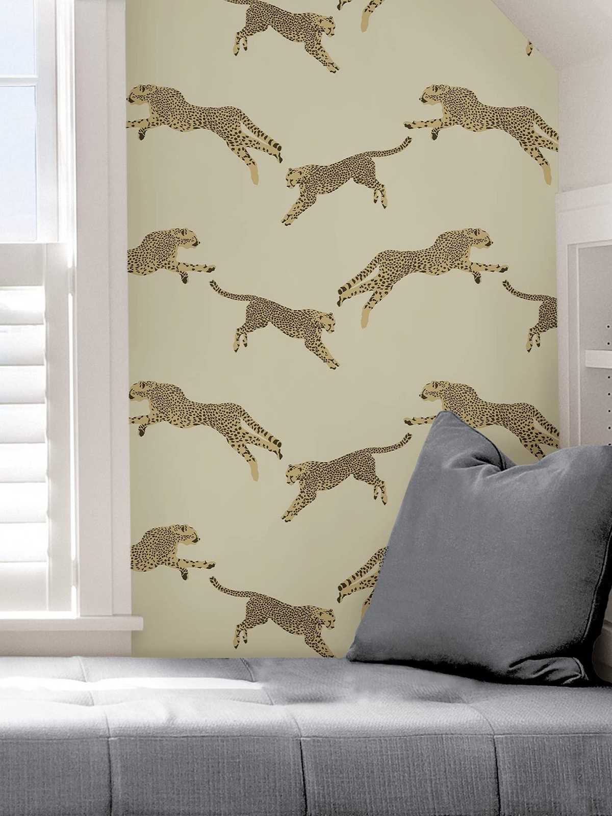 Scalamandre Dune Leaping Cheetah Peel & Stick Wallpaper Neutral