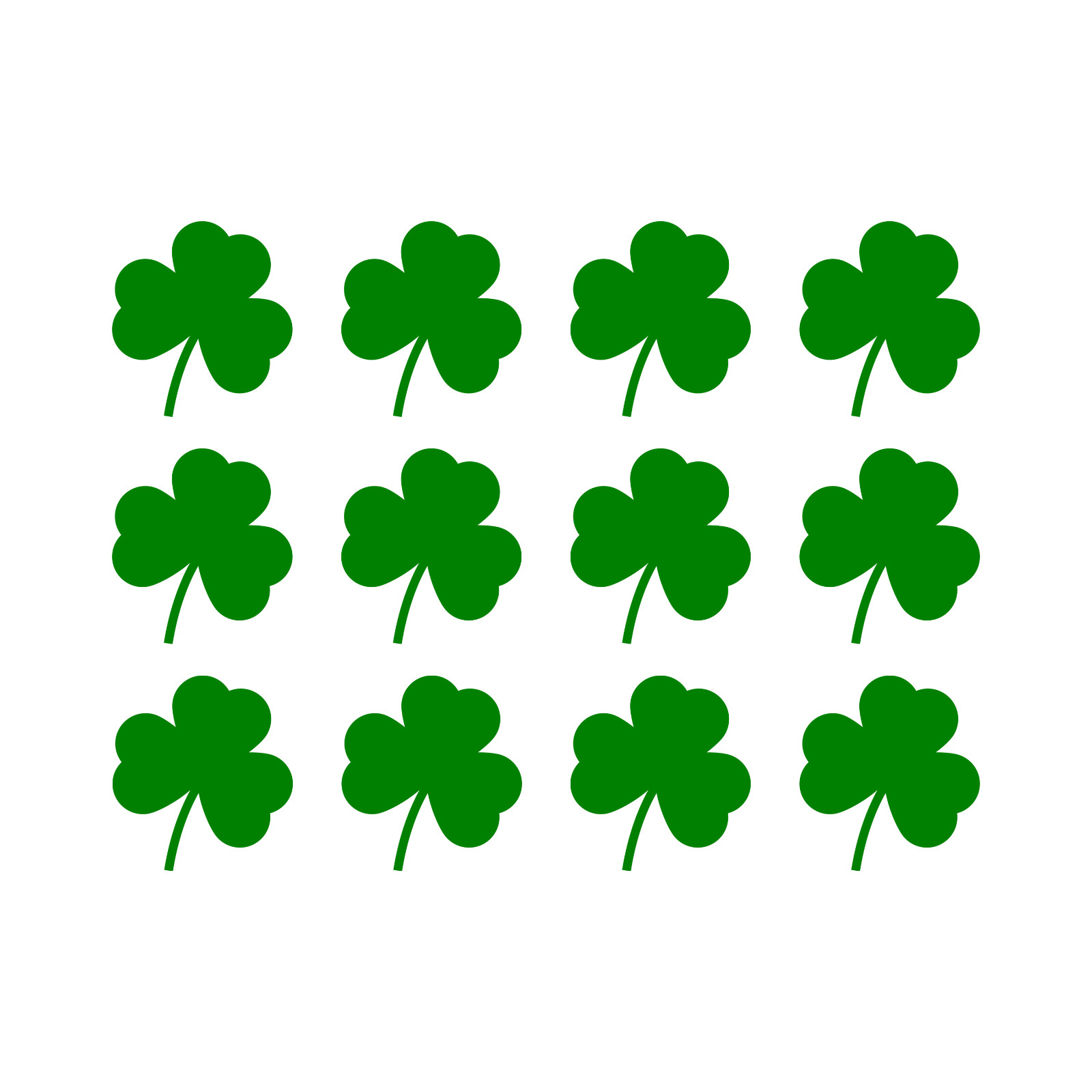 Set of 12 Irish Shamrock Vinyl Decals Phone Helmet Laptop Small Clover Stickers
