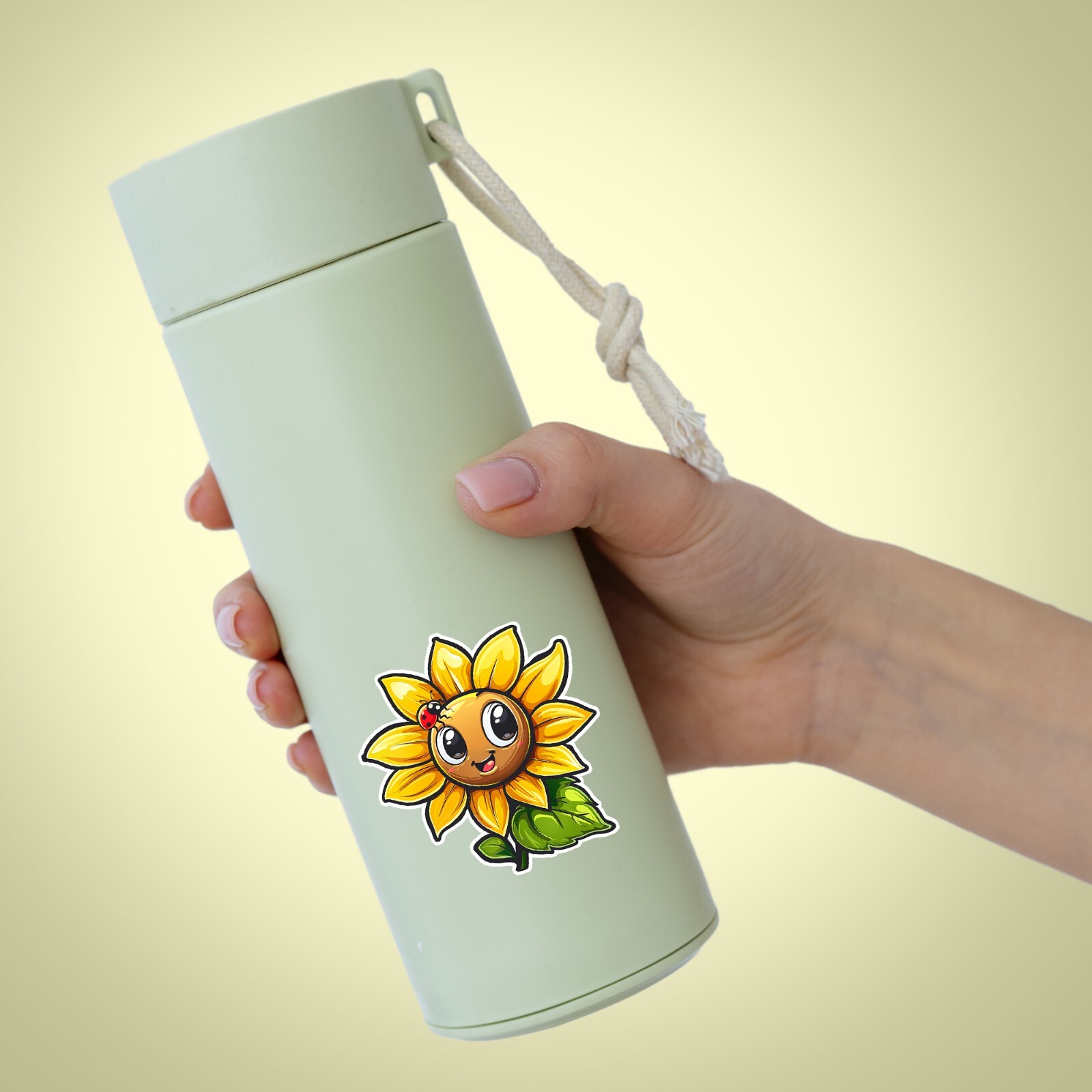 Sunflower with Ladybug Sticker | Waterproof | Vinyl Sticker | Laptop