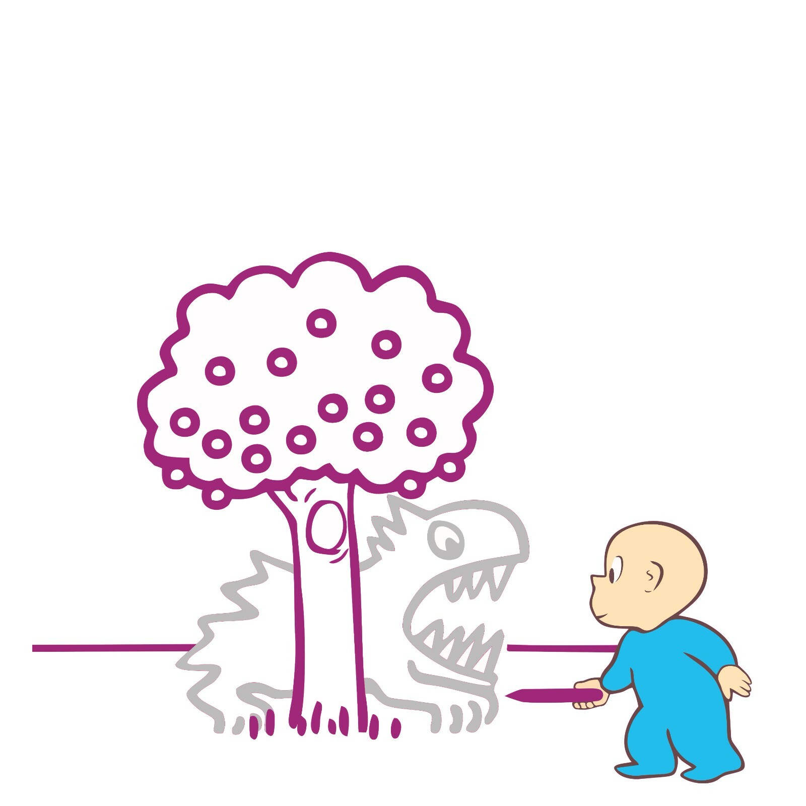 Home Art Monster Tree Harold & The Purple Crayon Design Vinyl Wall Decoration