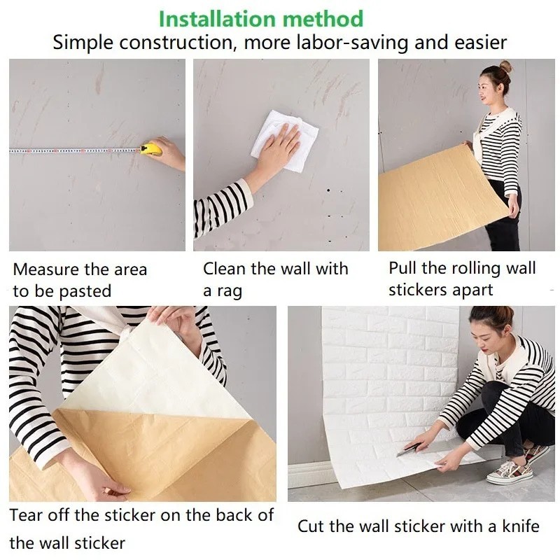 3D Foam Brick Self Adhesive Wallpaper Waterproof Wall Stickers Home Decor