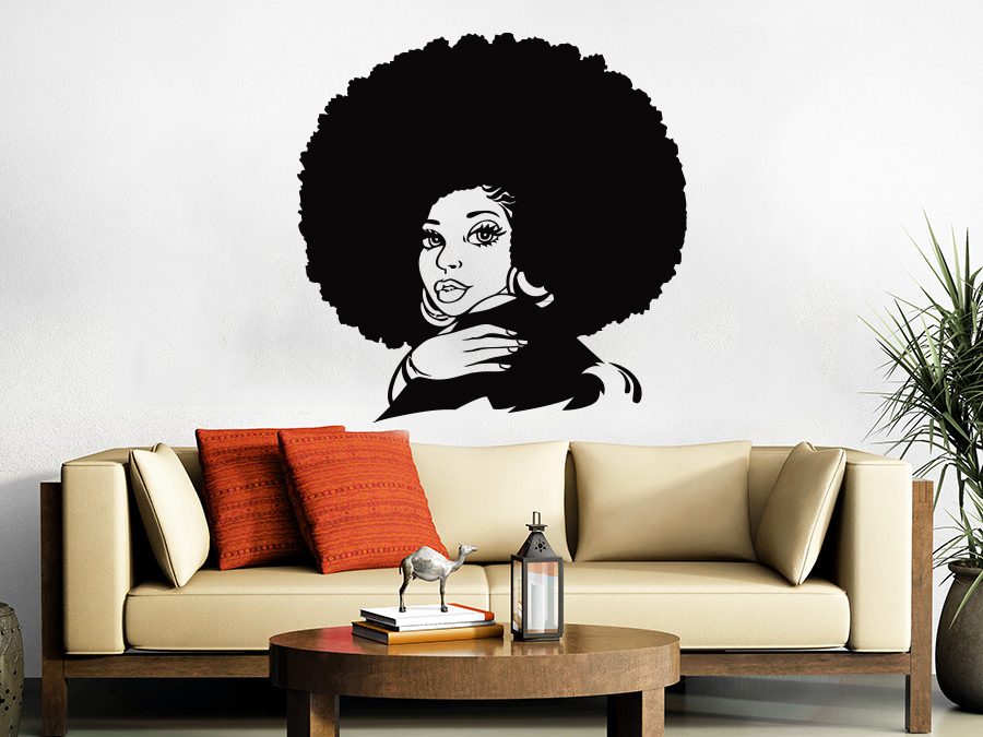African Hair Wall Decal Tribal African Girl Vinyl Sticker Beauty Salon NS1037