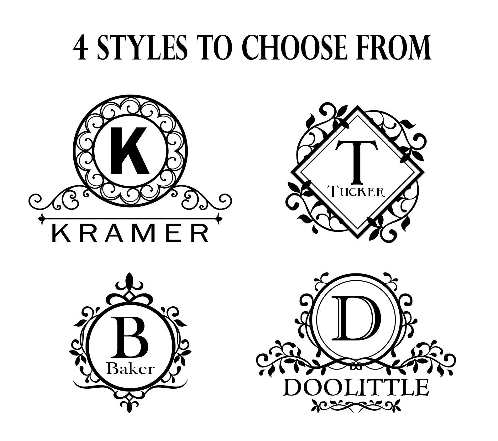 Monogram Decals – Free Shipping, Door Decal, Wall Decal, Door Art, Home Decor