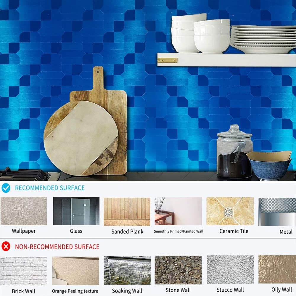 7-Sheet Peel and Stick Metal Backsplash Tiles, Self Adhesive Multiple-Shapes …