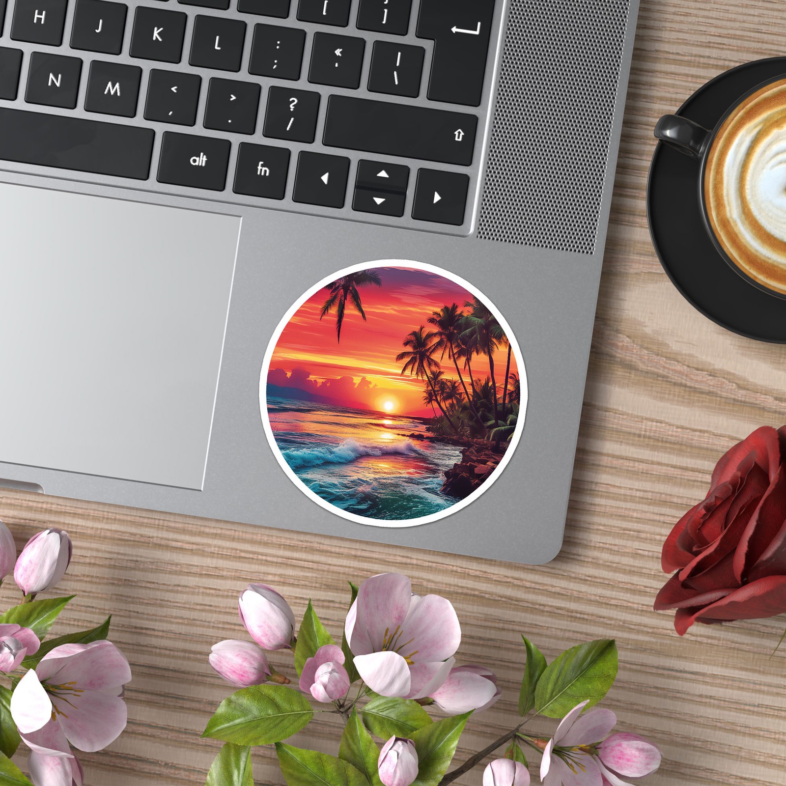 Palm Trees Beach Surf – Vinyl Decal Sticker – Car Window Laptop – ebn9709