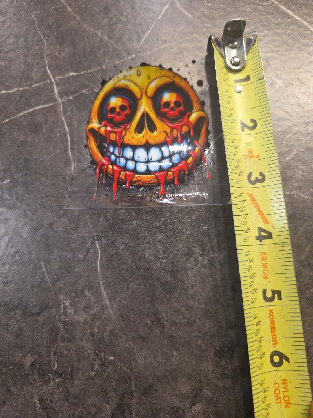 Evil Smile Skull Eyes Smiley Face UVDTF Raised Decal STICKER Waterproof Color