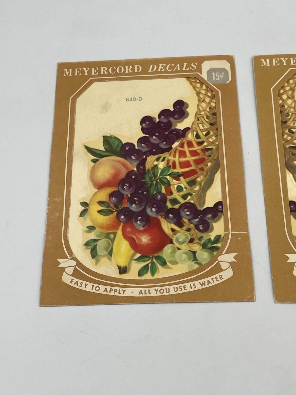 2 Vintage Meyercord Cornucopia Fruit Decals Lot 1950s Kitchen Decor 840-C/D A8