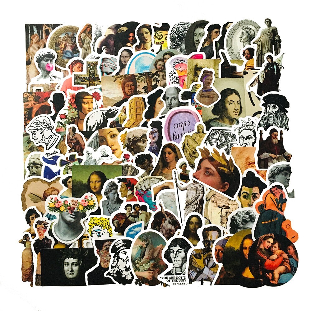 150pcs Famous Painting Vinyl Stickers, Artist Monet Van Gogh,0012345