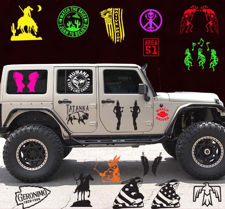 Native American Two Girls with Tomahawks Sticker Decal