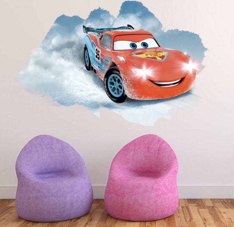 NEW Disney lightning McQueen Cars 3D HUGE Wall Stickers Kids Home Decor USA
