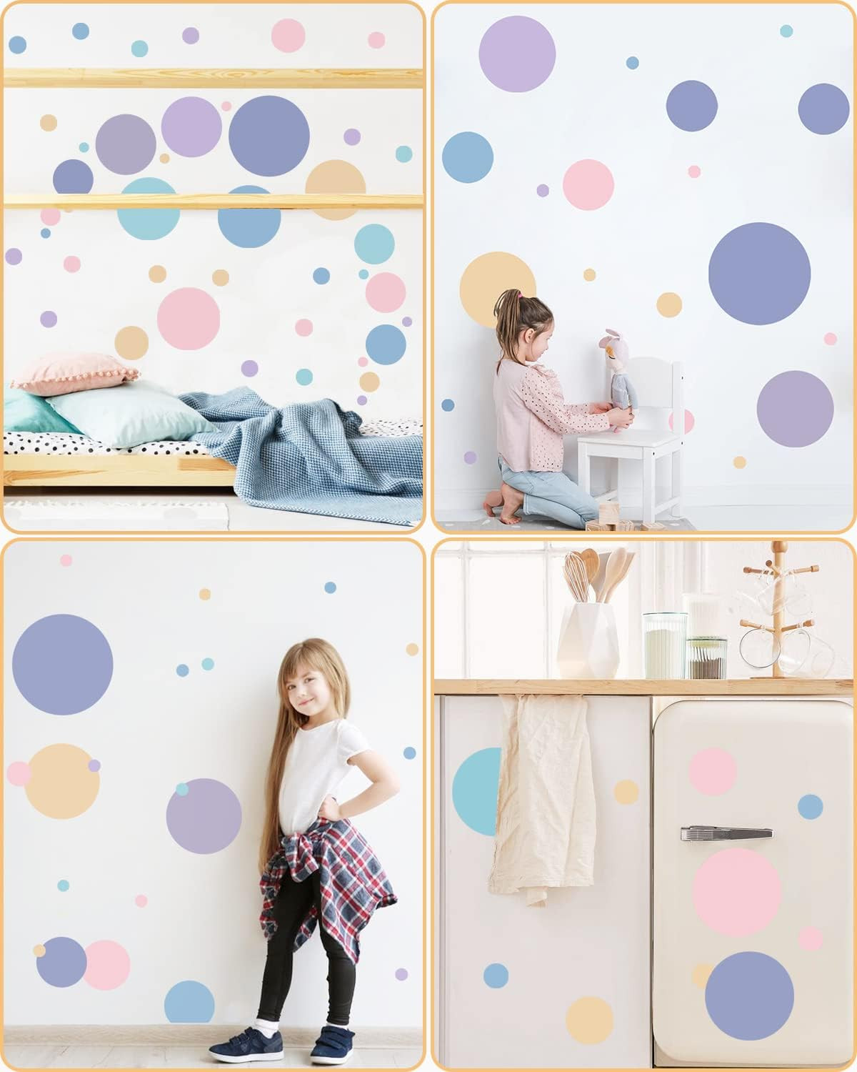 Multicolor Dots Wall Stickers Peel and Stick Vinyl Big Circle Wall Decals for Ne